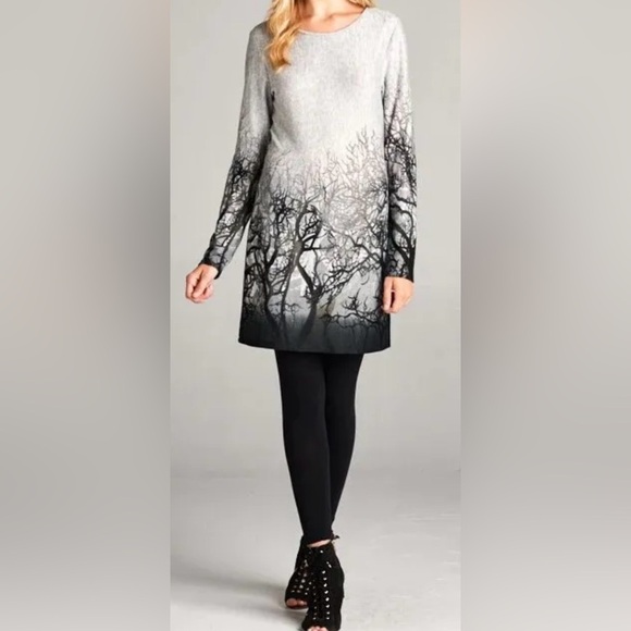 L.A. Soul Tree Branch Sweater Dress Tunic Soft Cotton Blend Women’s Size Medium - Picture 10 of 12